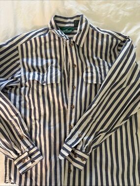 Vintage Cabin Creek Navy & White Vertical Stripe Button-Down Shirt